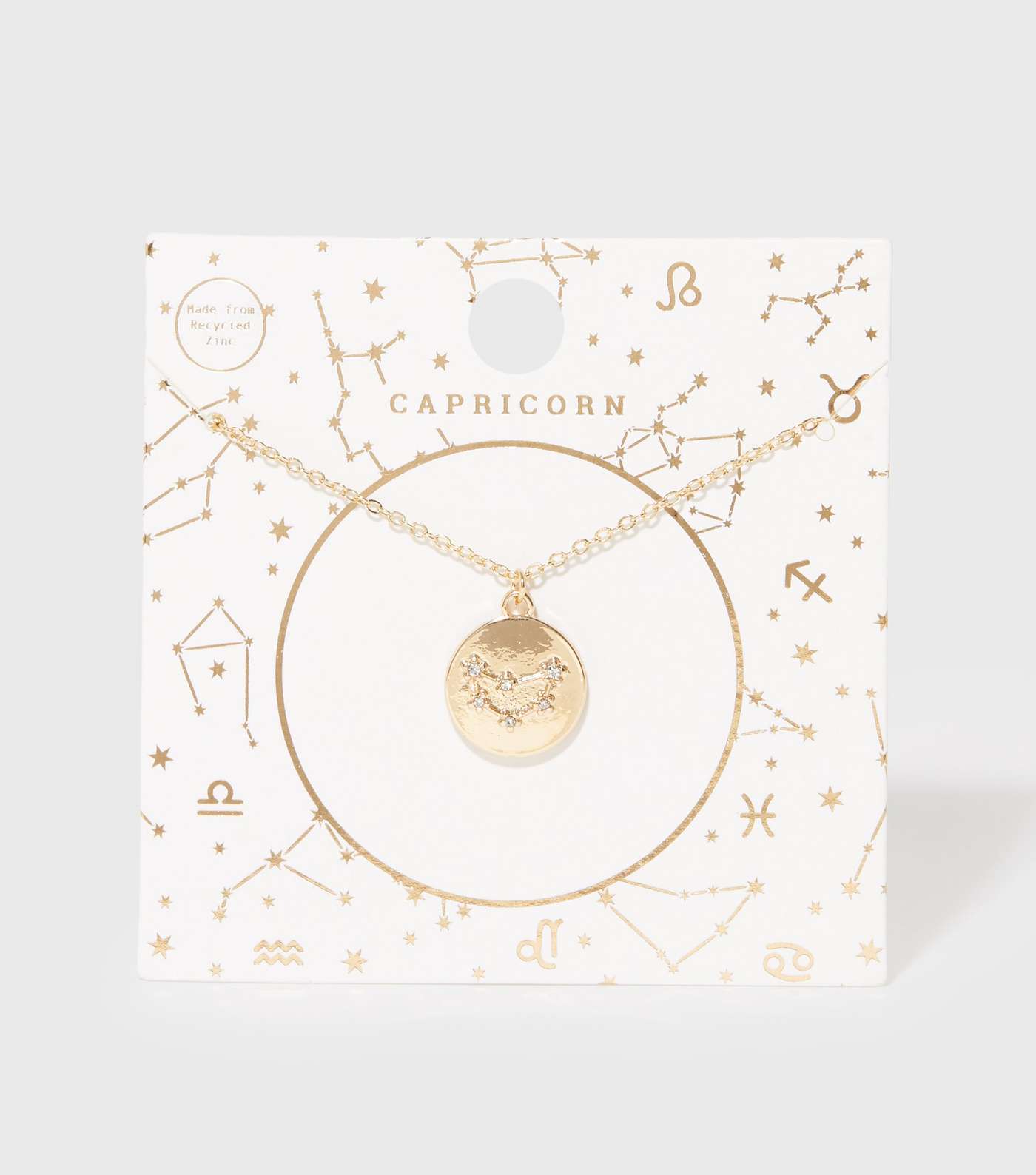 Gold Capricorn Star Sign Diamanté Pendant Necklace