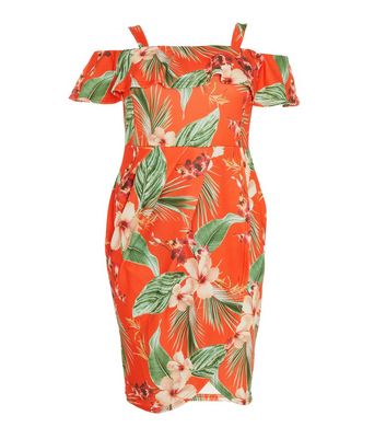 Orange cold 2025 shoulder dress