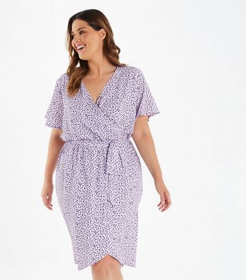 QUIZ Curves Lilac Spot Belted Wrap 