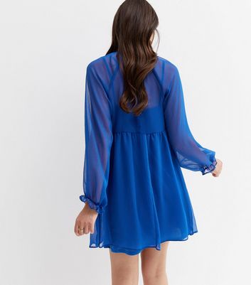 Royal blue dress with bell clearance sleeves