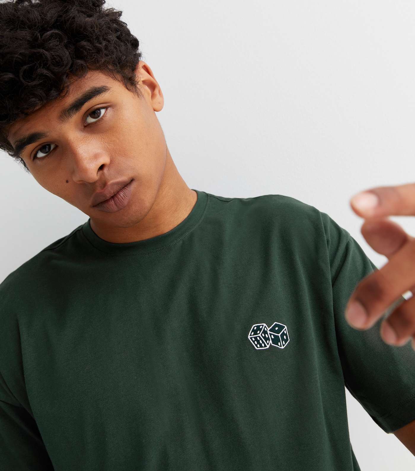 Dark Green Dice Embroidered T-Shirt