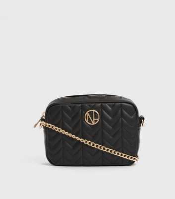 Black Chevron Embellished Cross Body Bag