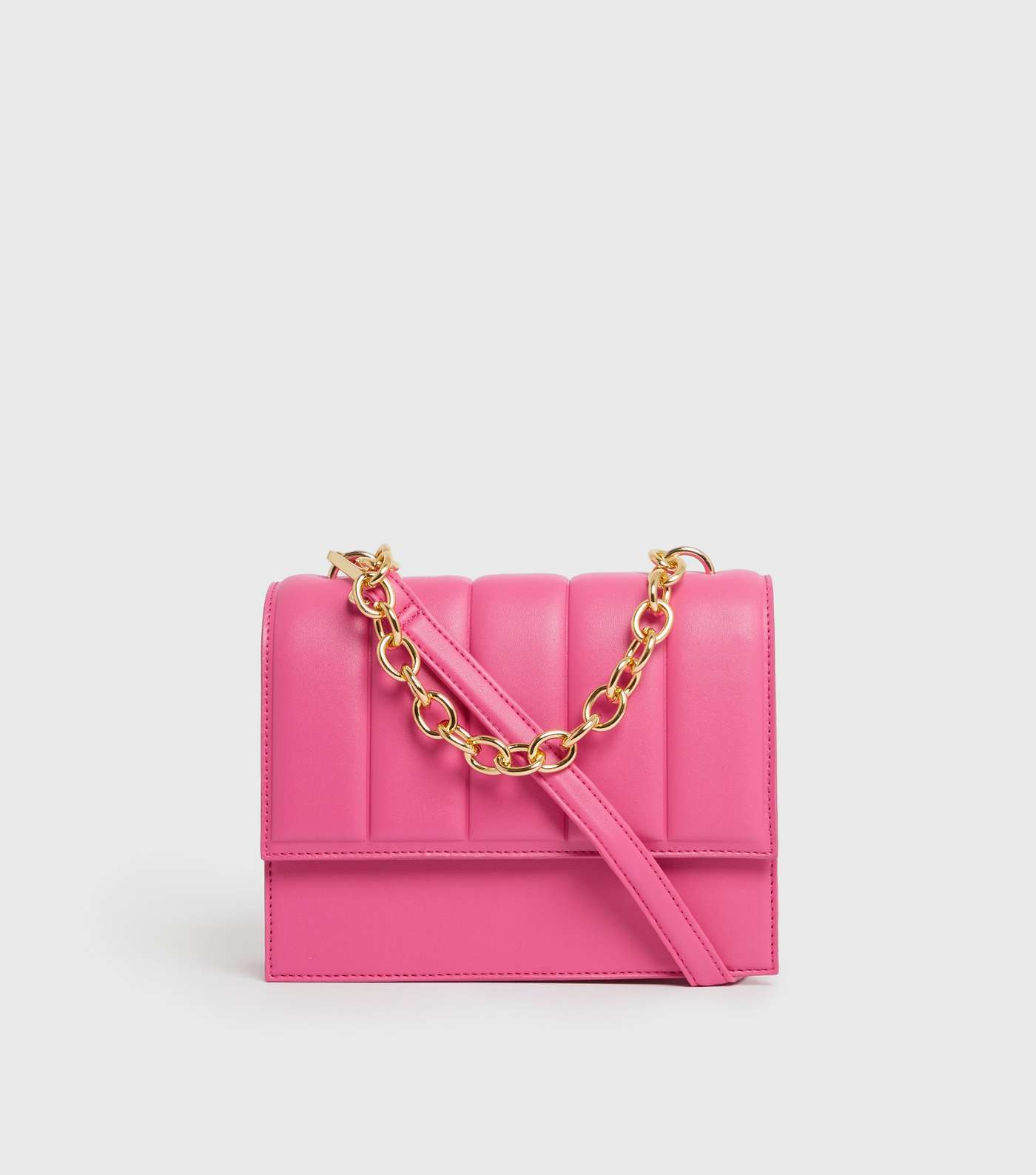 Bright Pink Quilted Chain Shoulder Bag