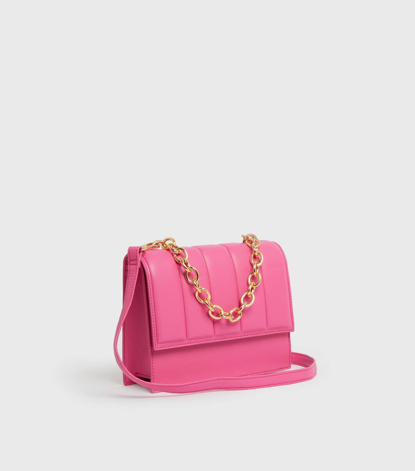 Bright Pink Quilted Chain Shoulder Bag Image 3