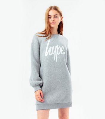 Hype Grey Script Sweat Kids Dress