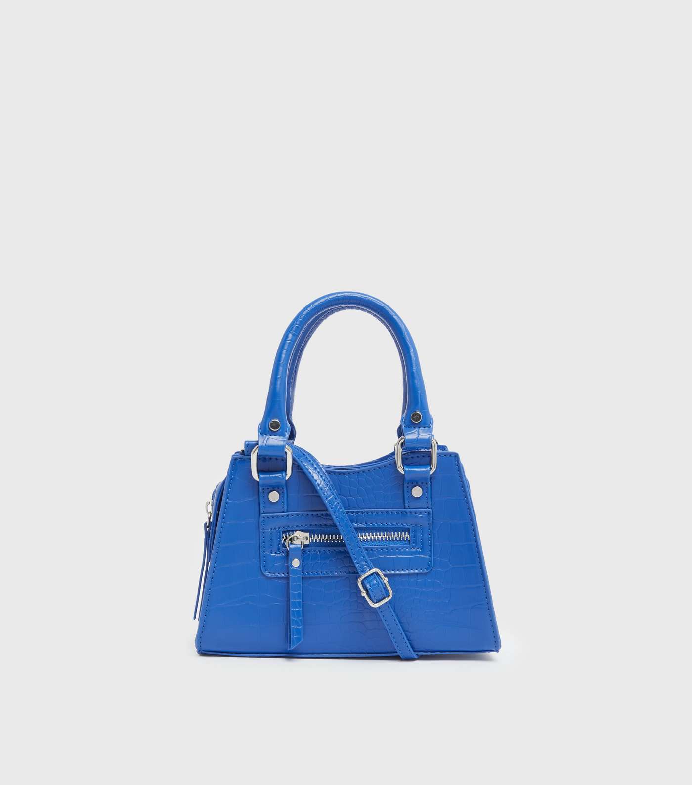 Bright Blue Faux Croc Mini Tote Bag