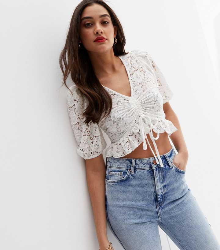 White Lace Crop Top 