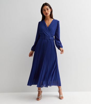 Blue chiffon 2025 wrap dress