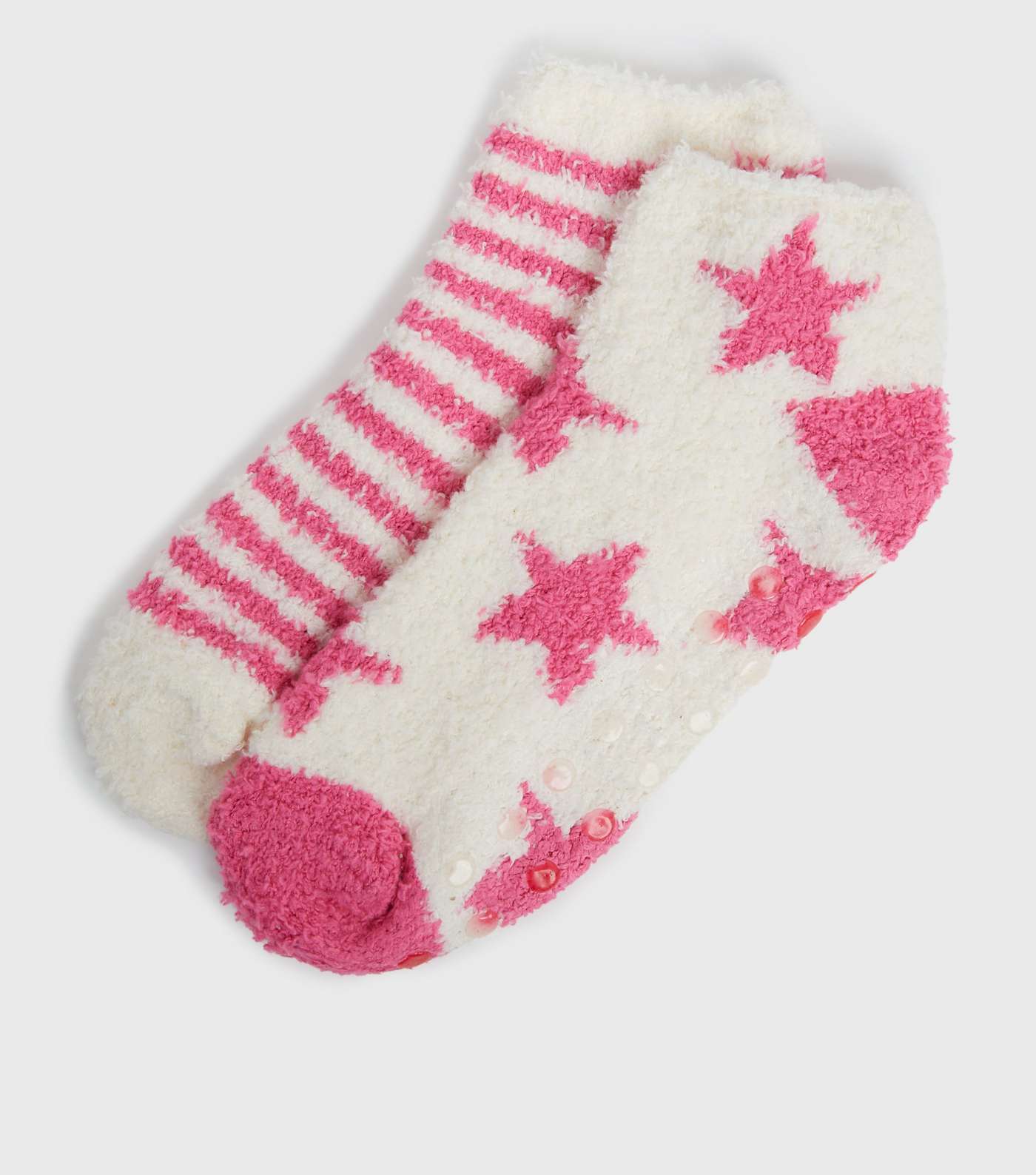 Girls 2 Pack Pink Stripe and Star Knit Socks