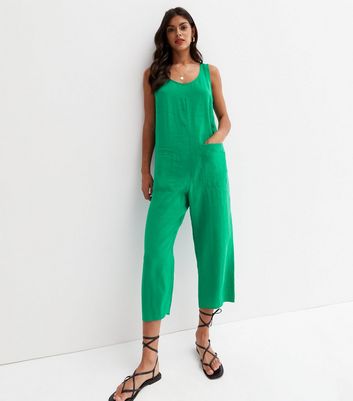 sleeveless green jumpsuit