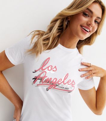 Damen Bekleidung White Metallic Los Angeles Logo T-Shirt