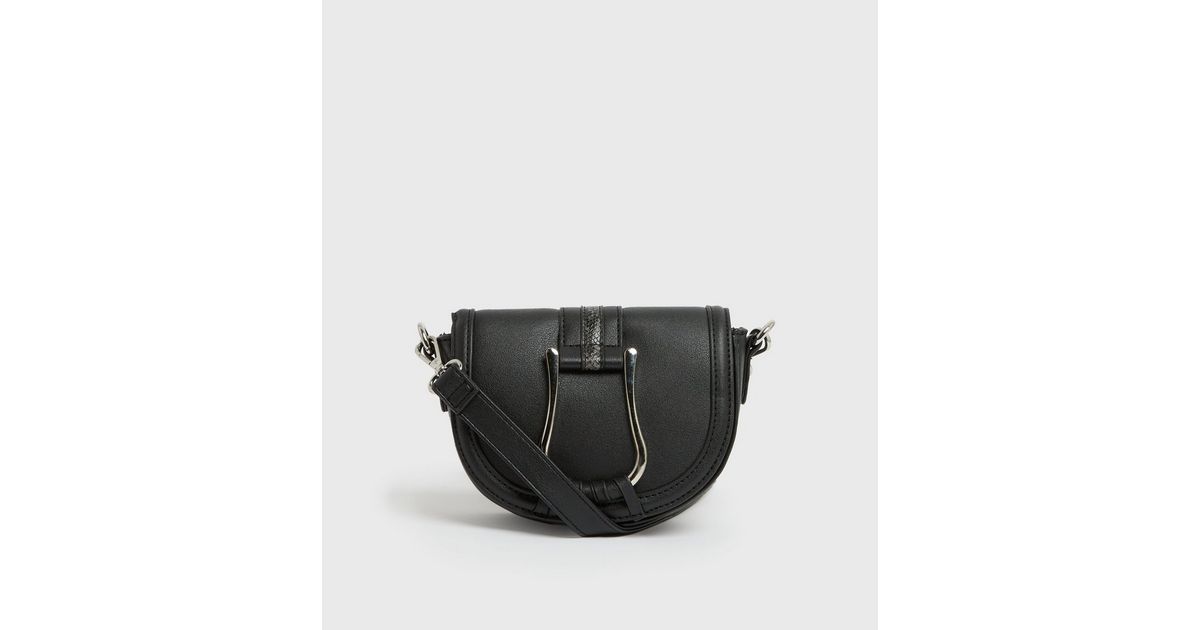 Black Loop Buckle Saddle Bag New Look