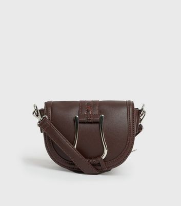 Dark Brown Loop Buckle Saddle Bag | New Look