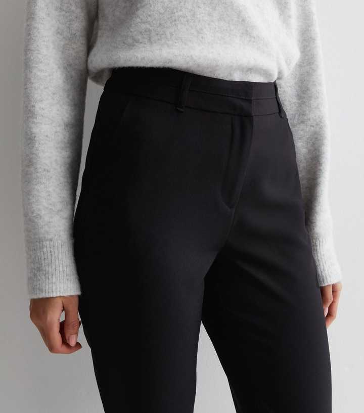 Black Short Length High Waist Trousers