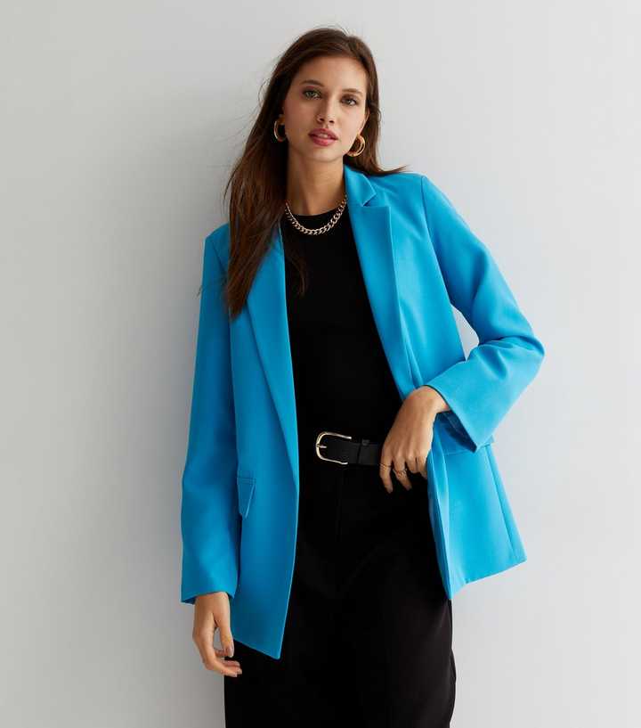 biografie Sociaal Kalksteen Turquoise Long Sleeve Relaxed Fit Blazer | New Look