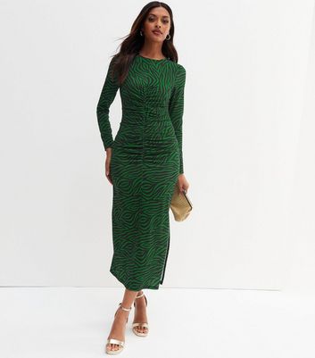 Topshop green best sale zebra ruched dress