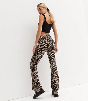 Leopard Print High Waisted Wide Leg Flare Trousers  Nothingbutstyle   Nothingbutstyle