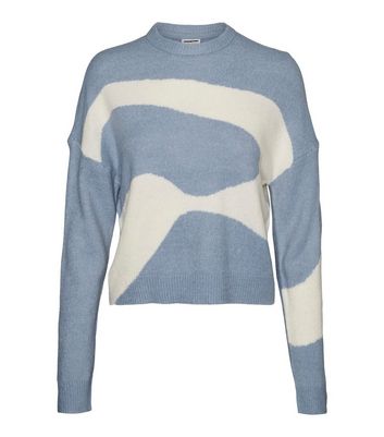 Noisy May Blue Swirl Knit Long Sleeve Jumper | New Look