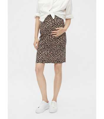 Mamalicious Maternity Brown Leopard Print Jersey Midi Skirt