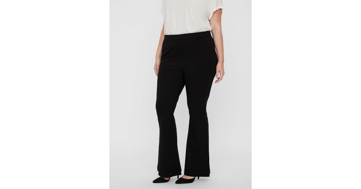 Curves Black Jersey Flared Trousers