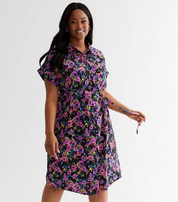 Black floral 2025 short sleeve dress