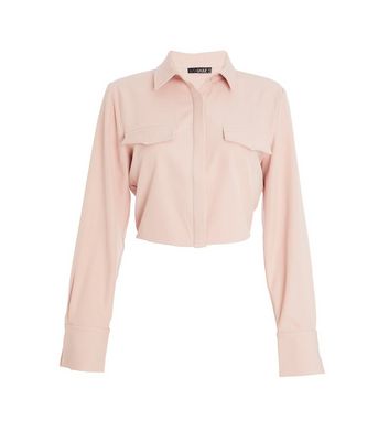 QUIZ Pink Open Back Crop Jacket New Look