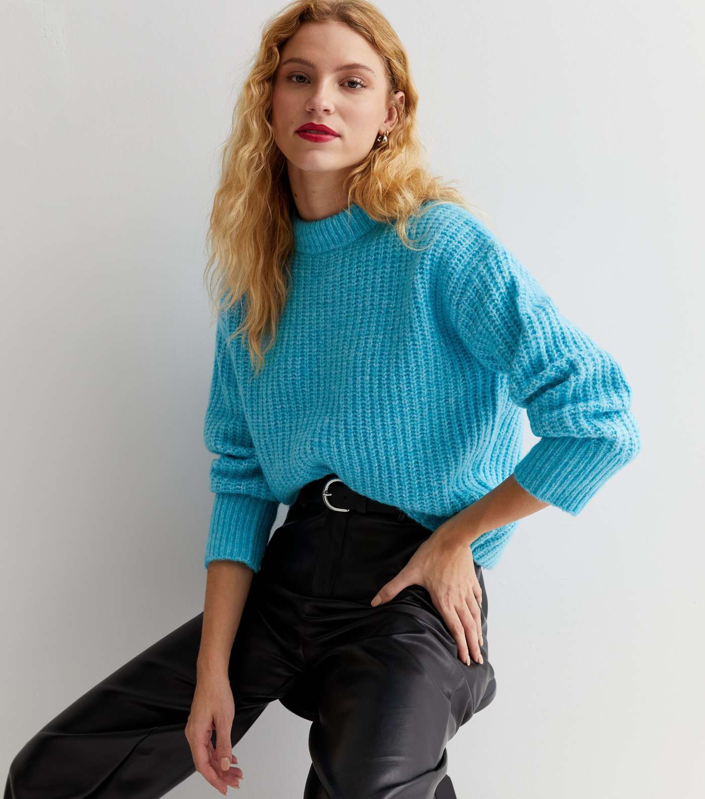 Turquoise Chunky Knit Drop Shoulder Jumper