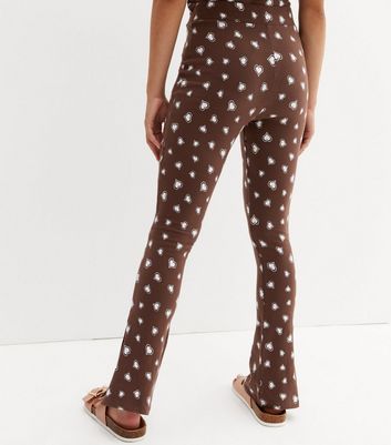 Girls Brown Heart Flared Trousers New Look
