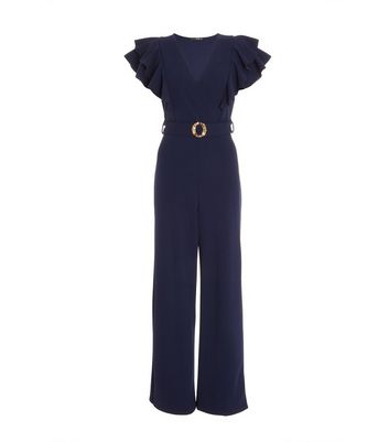 quiz navy frill jumpsuit