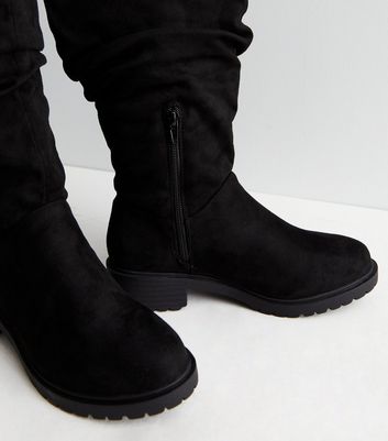 Black slouch boots wide hot sale calf