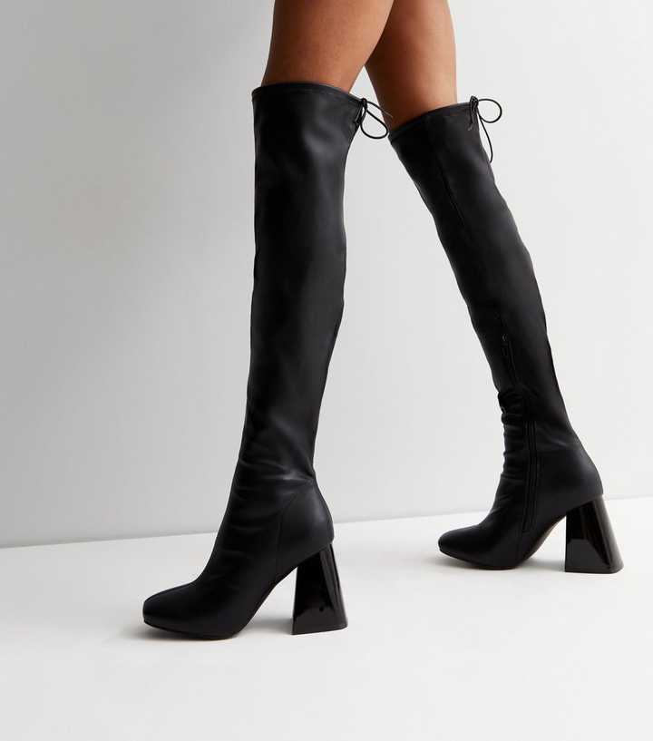 Women's Square Toe Flare Knee High Boots