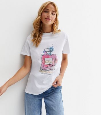 White Couture Perfume Logo T-Shirt | New Look