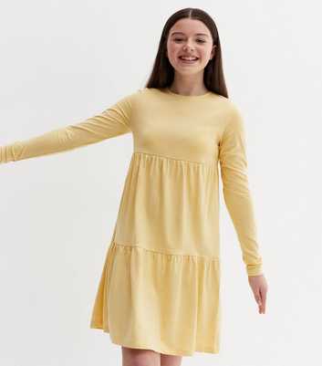 Name It Yellow Tiered Long Sleeve Dress
