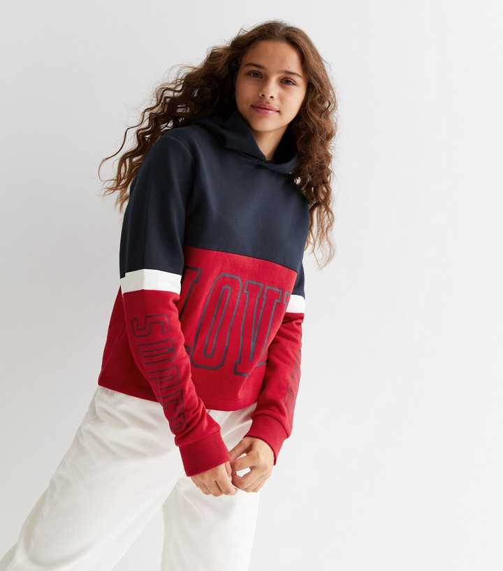 Name It Red Colour Block Love Logo Hoodie | New Look
