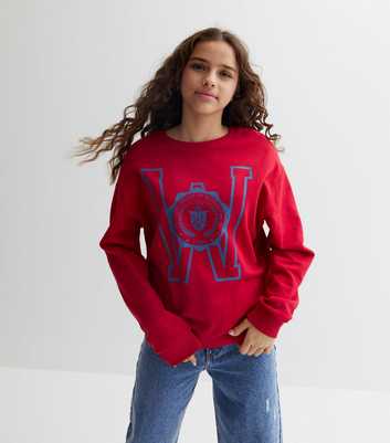 Name It Red W Varsity Logo Long Sleeve Sweatshirt