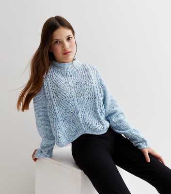 Name It Pale Blue Knitted Round Neck Long Sleeve Jumper