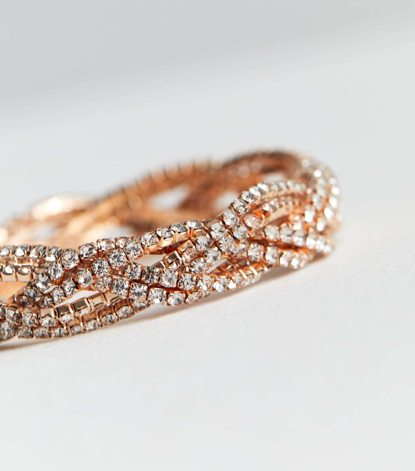 Rose Gold Diamanté Plaited Bracelet Image 2