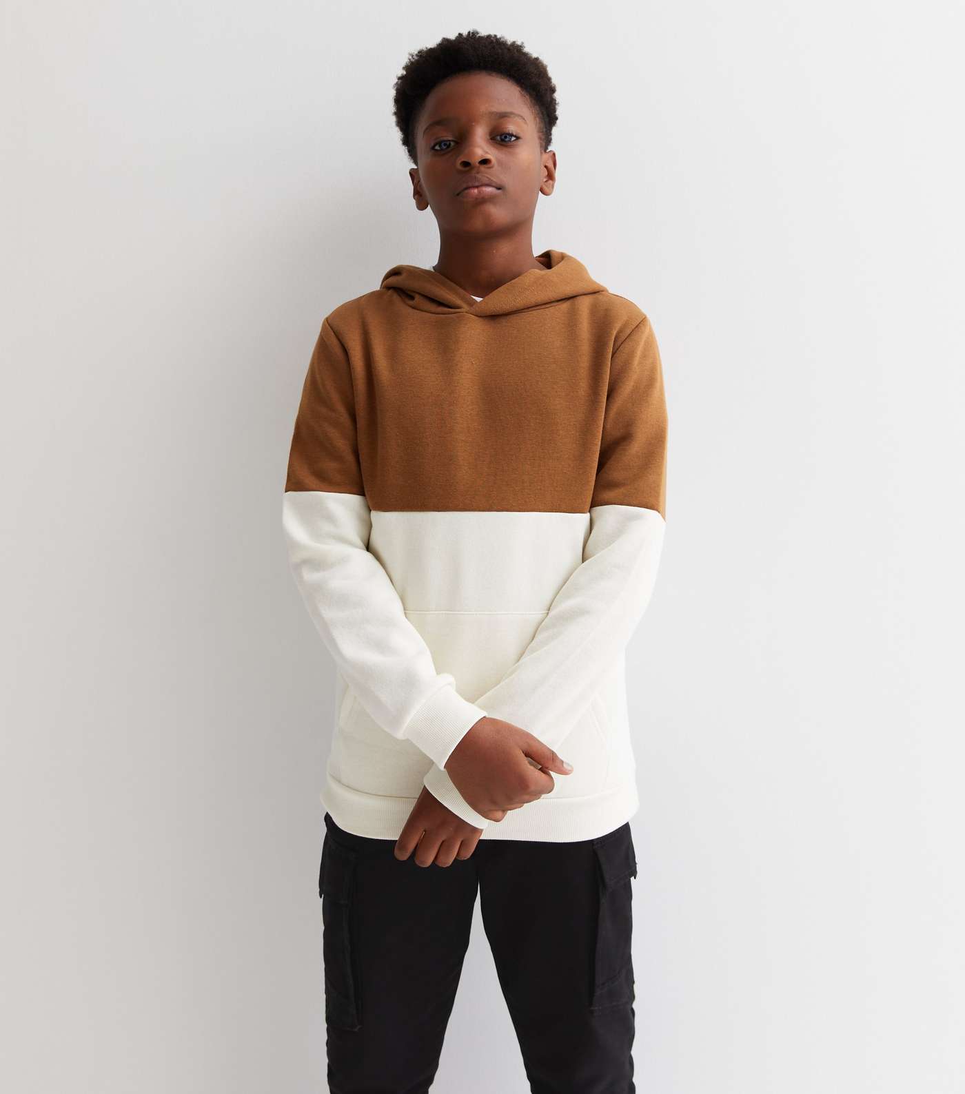 KIDS ONLY Rust Colour Block Pocket Front Hoodie Image 3
