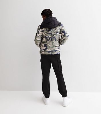 Black and white camo puffer jacket best sale