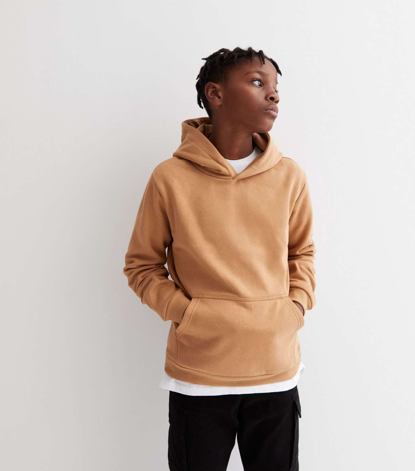 KIDS ONLY Light Brown Everything Connects Pocket Front Logo Hoodie Image 2