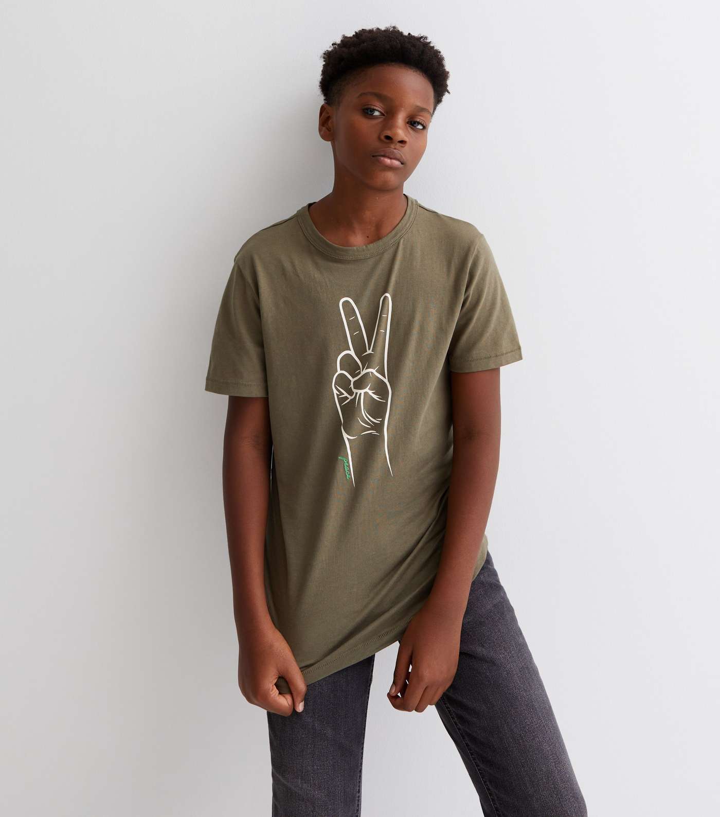 KIDS ONLY Green Peace Sign Crew Neck T-Shirt