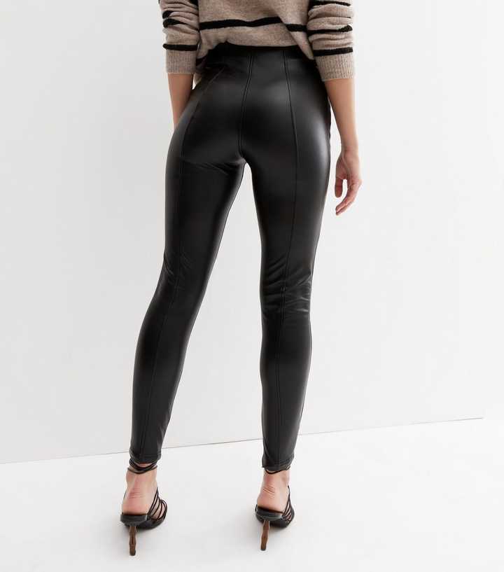Black Leather-Look High Waist Leggings