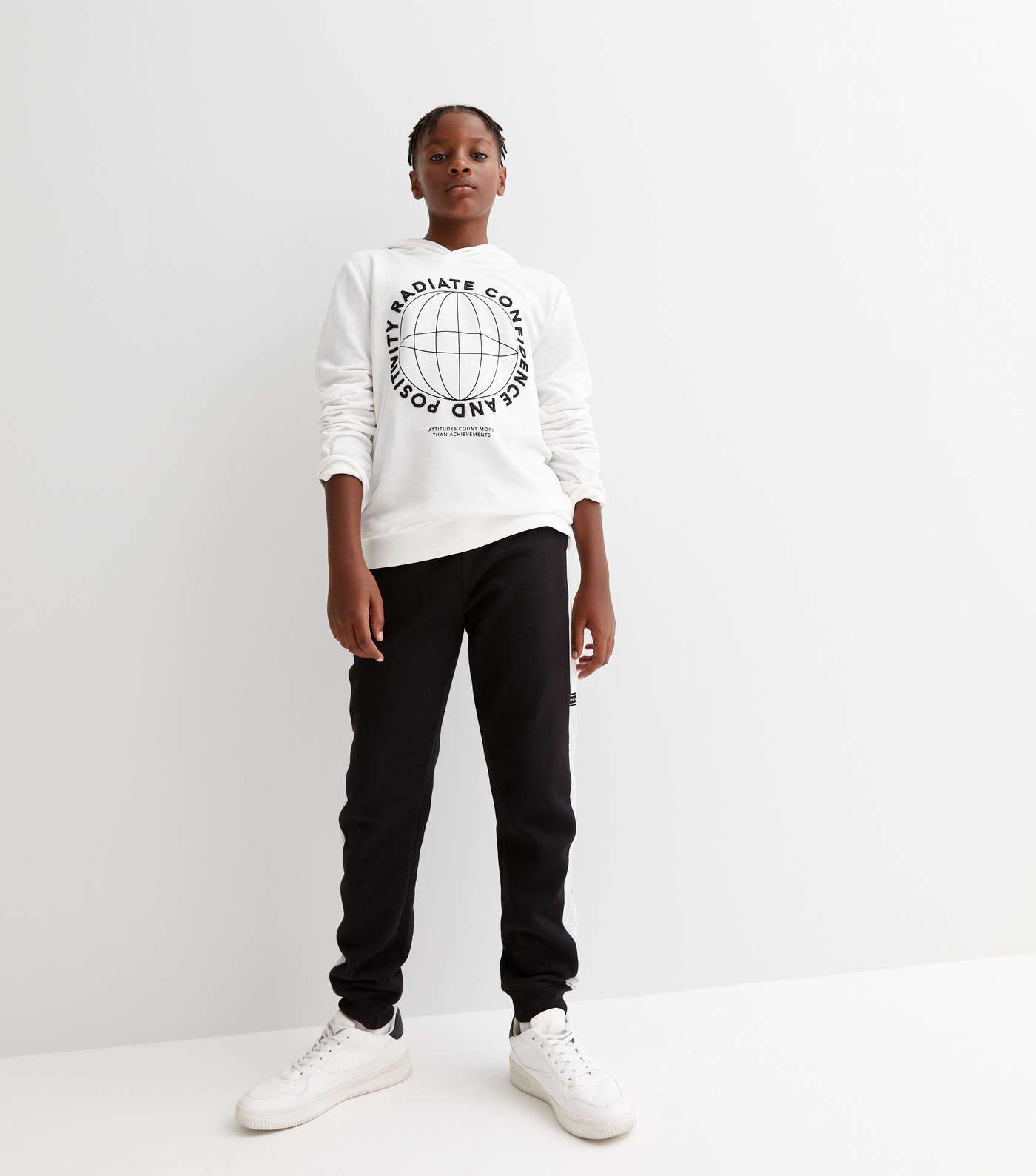 KIDS ONLY White Globe Confidence Logo Hoodie Image 2