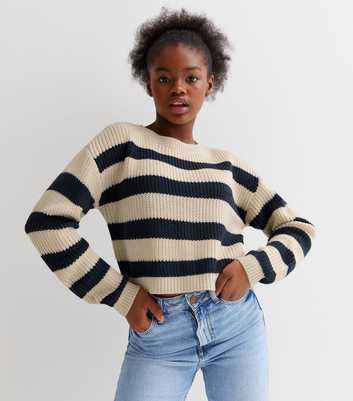 Name It White Stripe Knit Boxy Jumper