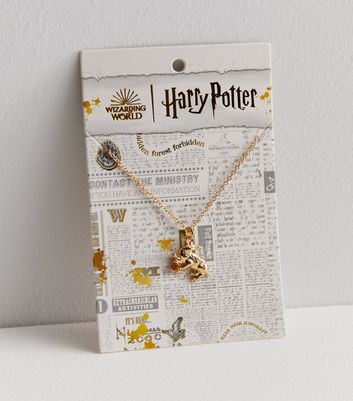 Gold Harry Potter Hufflepuff Pendant Necklace | New Look