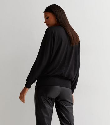 Black V Neck Scatter Embroidered Long Sleeve Jumper New Look