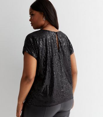 Black sequin store top size 20