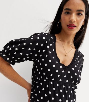 Maternity Black Spot Puff Sleeve Midi 