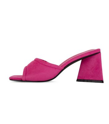 Pink block clearance heel mules