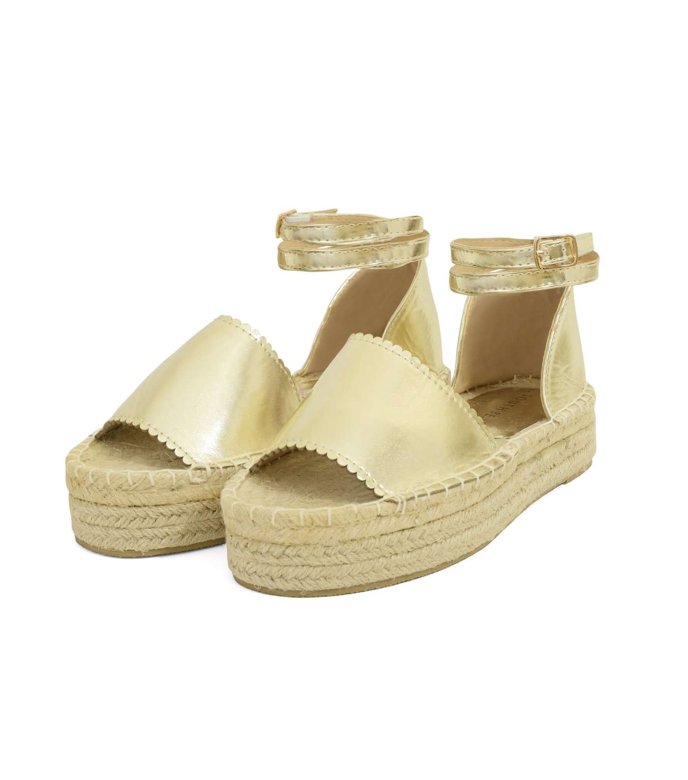 South Beach Gold Espadrille Chunky Sandals Image 2
